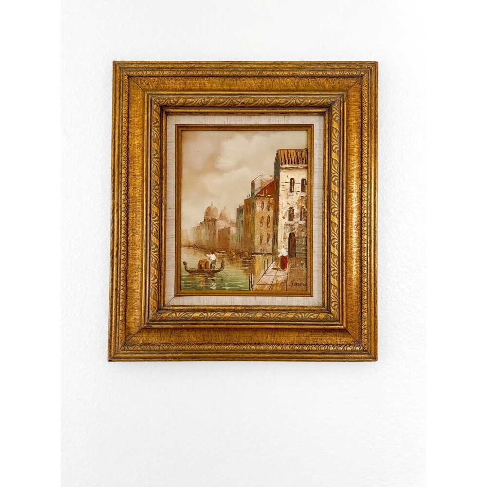 Vintage Jarvis Signed Original Italian Oil Painting Gondola Scene Framed Canvas